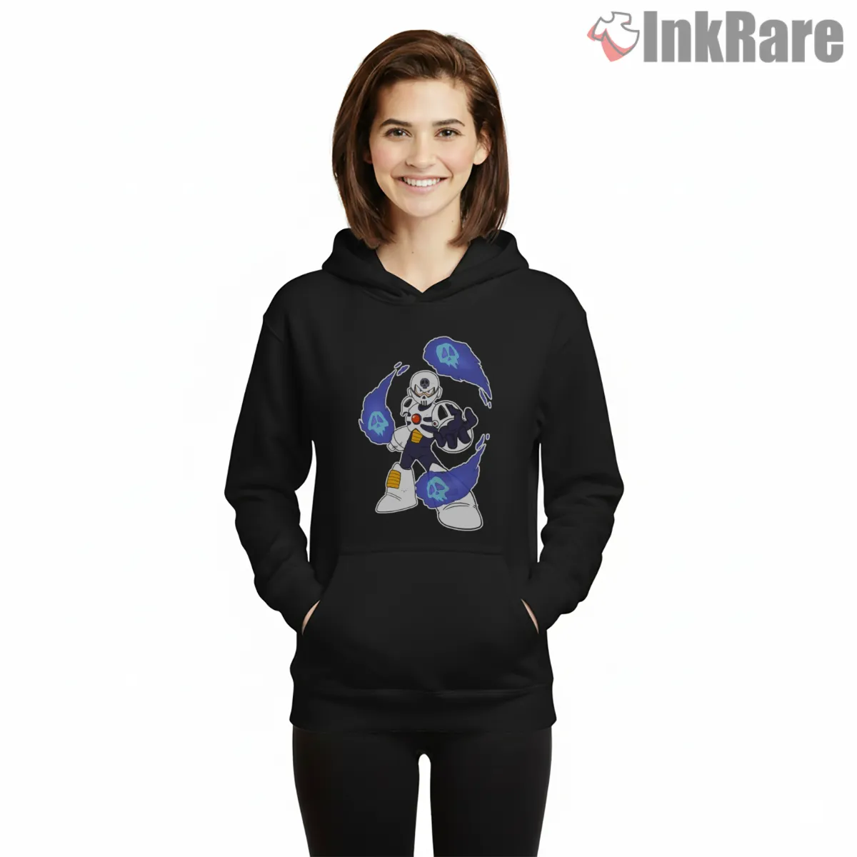 Mega Man Skull Man Dark Phantom Energy Hoodie Black Mega Man Skull Man Dark Phantom Energy Shirt on black hoodie for women graphic tee