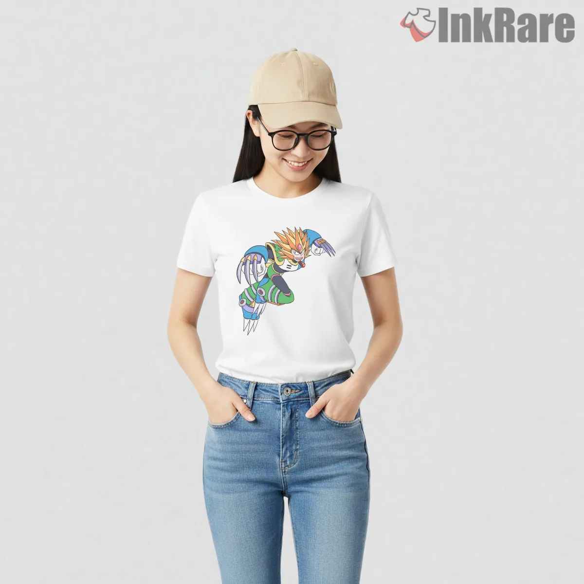 Mega Man Slash Man Wild Claw Beast Action Short Sleeve White Mega Man Slash Man Wild Claw Beast Action Shirt on white short sleeve shirt for women graphic tee