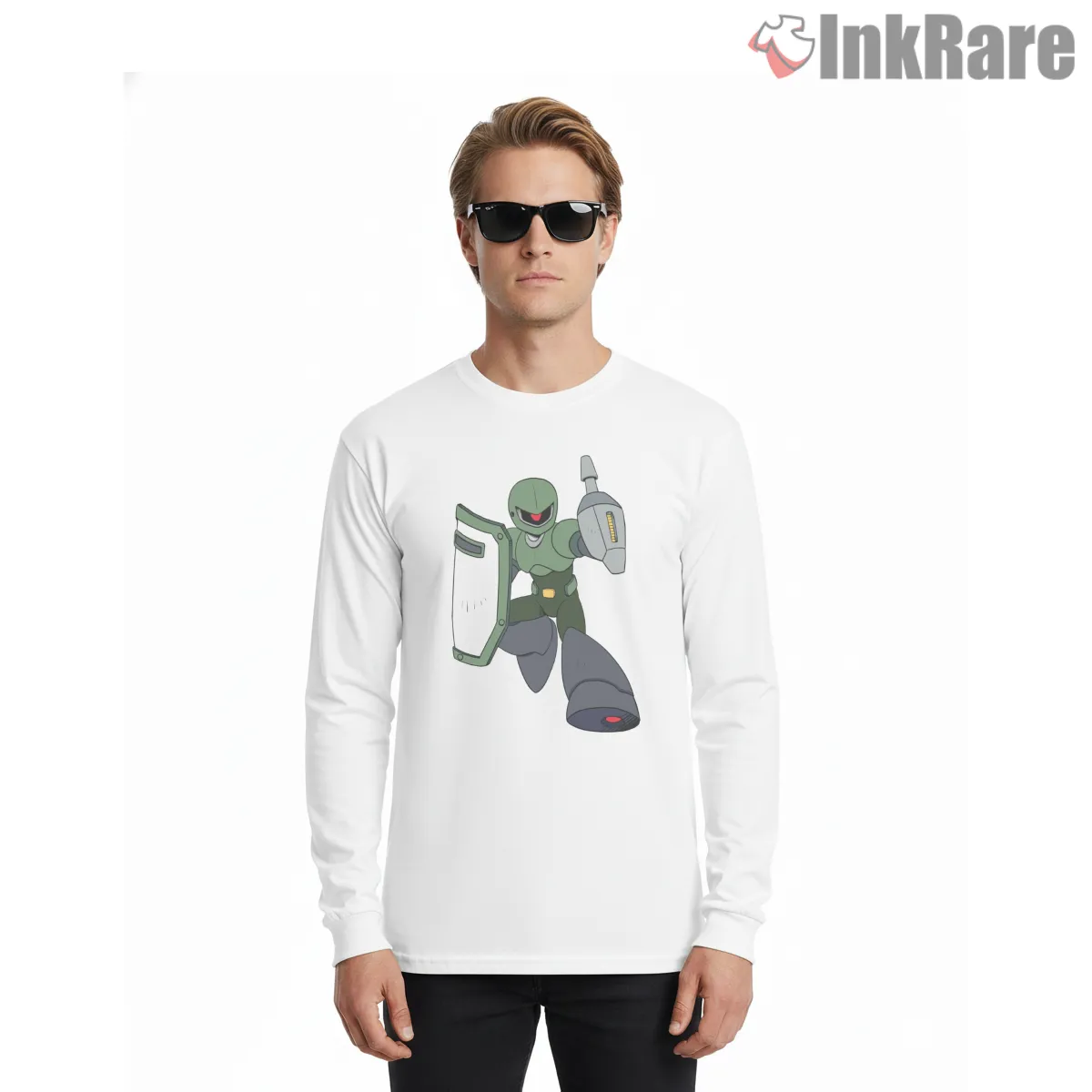 Mega Man Sniper Joe Shield Soldier Battle Shirt on white long sleeve shirt for men graphic tee