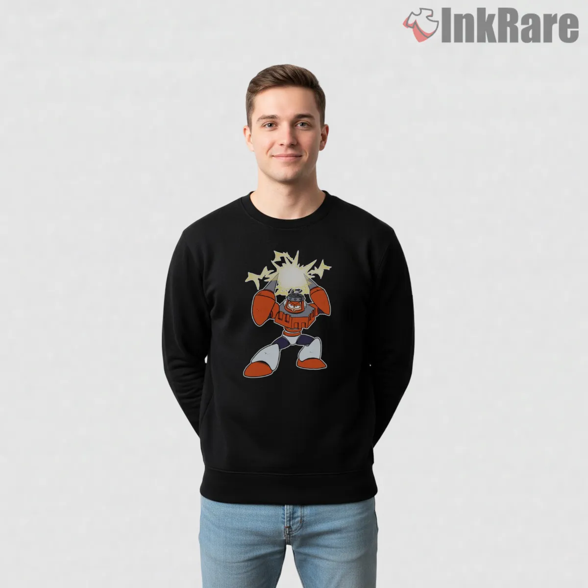 Mega Man Spark Man Electric Burst Cartoon Shirt on graphic shirt for men graphic tee