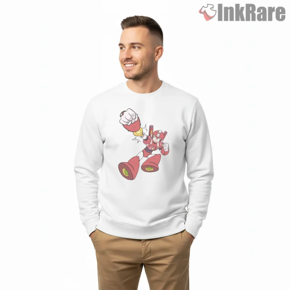 Mega Man Super Rockman Power Punch Action Shirt on graphic shirt for men graphic tee