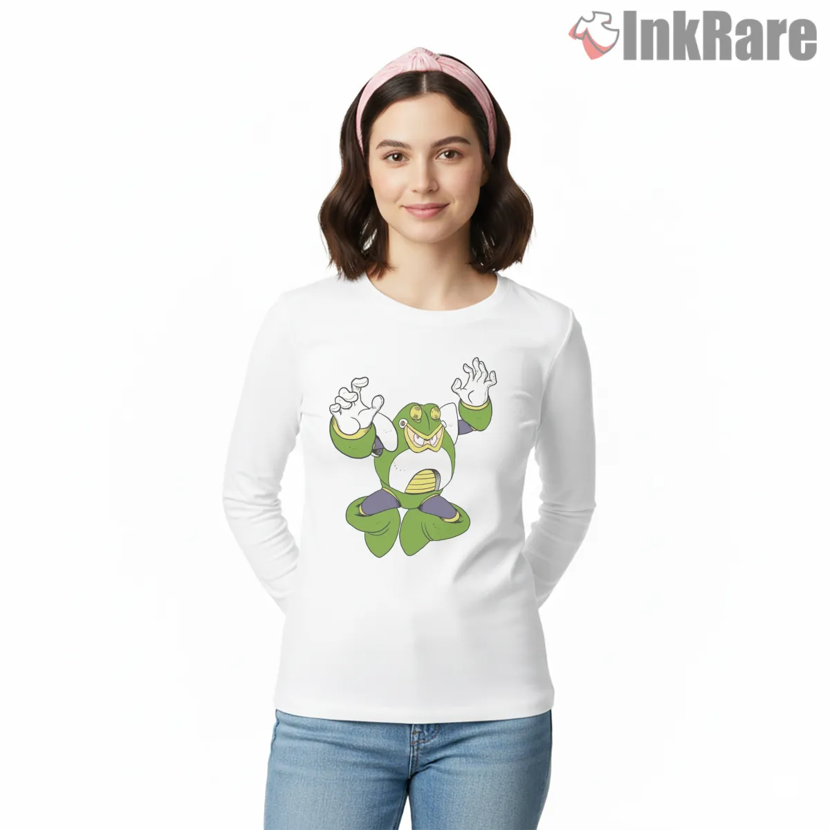 Mega Man Toad Man Rain Dance Classic Long Sleeve White Mega Man Toad Man Rain Dance Classic Shirt on white long sleeve shirt for women graphic tee