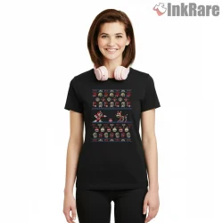 Mega Man Ugly Christmas Pixel Pattern Sweater Shirt on black short sleeve shirt for women graphic tee
