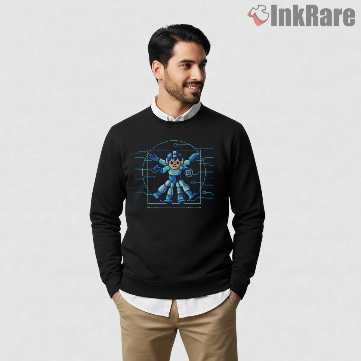 Mega Man Vitruvian Diagram Leonardo Art Shirt Mega Man Vitruvian Diagram Leonardo Art Shirt on graphic shirt for men graphic tee