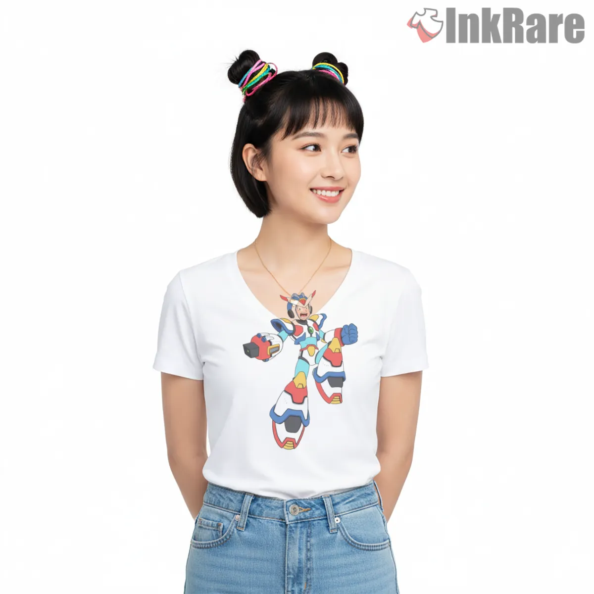 Mega Man X Max Armor Ultimate Power Upgrade V Neck White Mega Man X Max Armor Ultimate Power Upgrade Shirt on white v-neck shirt for women graphic tee