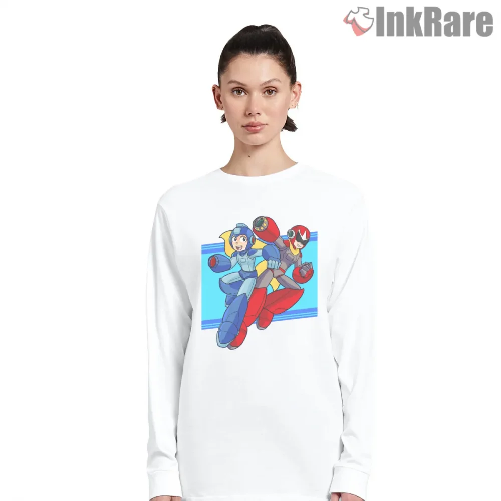 Mega Man X Zero Brothers In Arms Duo Shirt on white long sleeve shirt for women graphic tee