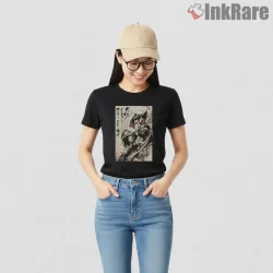 Mega Man Zero Ink Wash Samurai Brush Art Shirt on black short sleeve shirt for women graphic tee
