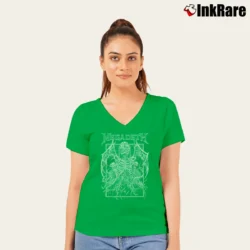Women’s megadeath vic rising metal graphic V-Neck Tee in irish green | Chic Neckline, Soft Texture