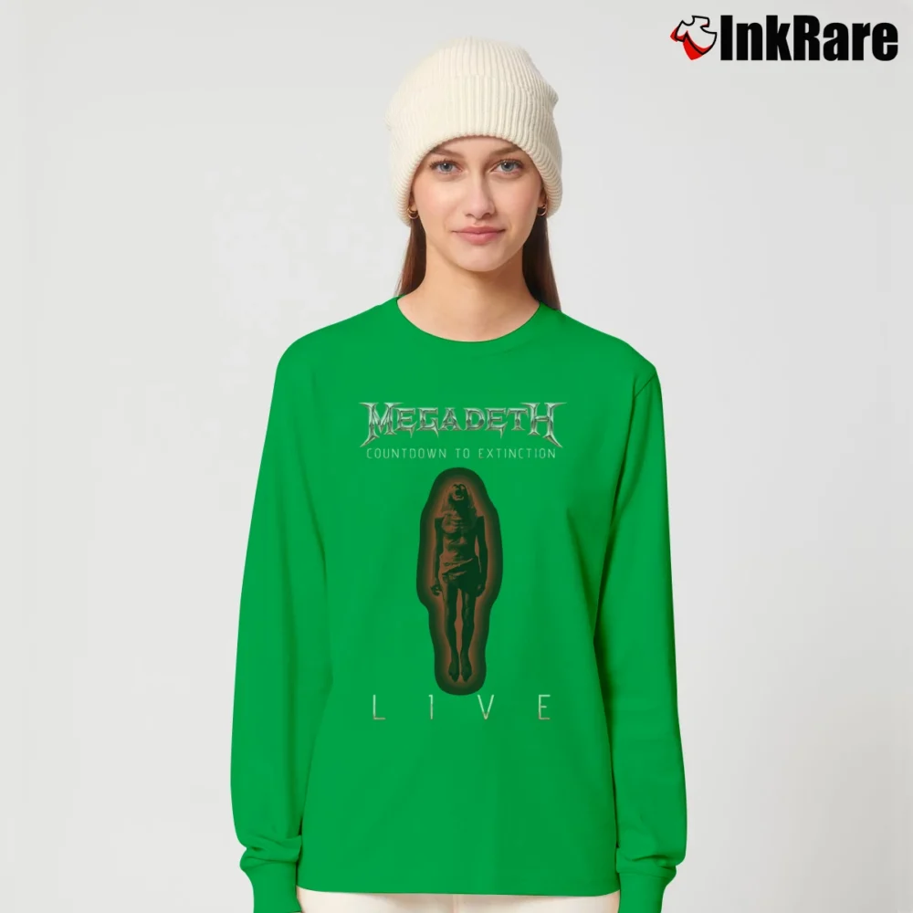 Women’s megadeth countdown to extinction album cover Long-Sleeve Top in irish green | Sleek, Versatile, All-Season