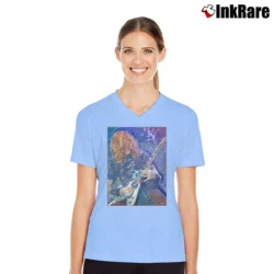 Women’s Megadeth Dave Mustaine V-Neck Tee in light blue | Chic Neckline, Soft Texture