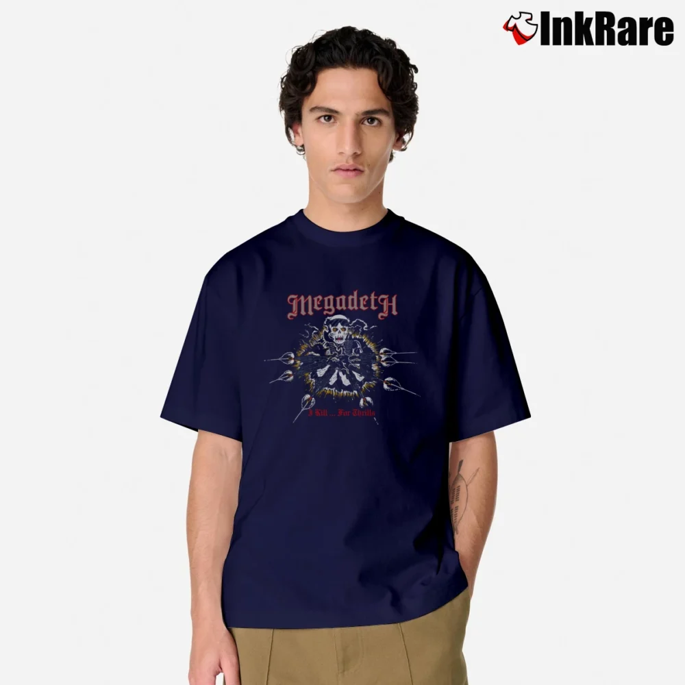 Men’s Megadeth Live For Metal 1986 Classic T-Shirt in navy | Soft, Breathable Everyday Wear
