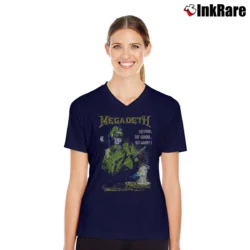 Women’s Megadeth So Far So Good V-Neck Tee in navy | Chic Neckline, Soft Texture