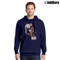 Men’s Megan Fox Tattoo Pin Up Fashion Pullover Hoodie in navy | Cozy, Durable, Modern Fit