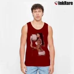 Men’s Megan Fox Tattoo Pin Up Fashion Tank Top in maroon | Breathable, Active-Friendly Design
