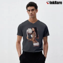 Men’s Megan Fox Tattoo Pin Up Fashion V-Neck Tee in charcoal | Sharp, Breathable, Everyday Staple