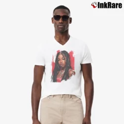 Men’s megan thee stalion rap music hip hop fashion V-Neck Tee in white | Sharp, Breathable, Everyday Staple
