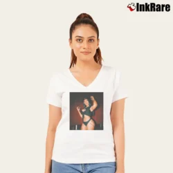 Women’s Megan Thee Stallion Graphic V-Neck Tee in white | Chic Neckline, Soft Texture