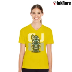Women’s Megatron CJ81 Calvin Johnson V-Neck Tee in yellow | Chic Neckline, Soft Texture