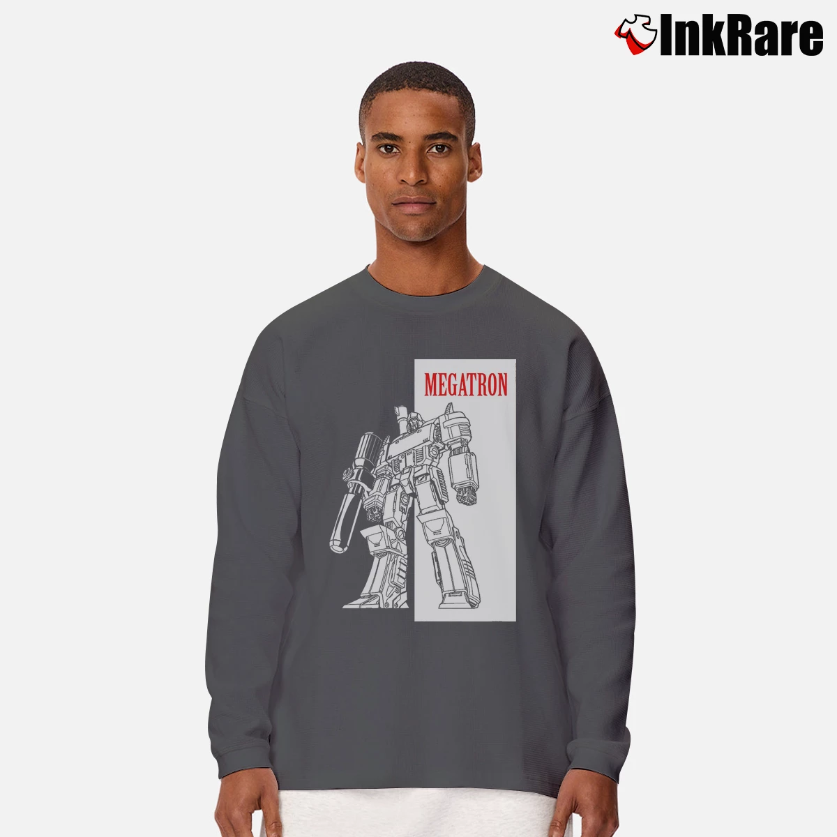 Men’s Megatron Scarface Long-Sleeve Shirt in charcoal | Sleek, Lightweight, Year-Round Wear