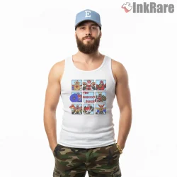 Megazord Cartoon Panel Robot Collage Shirt on white tank top for men graphic tee