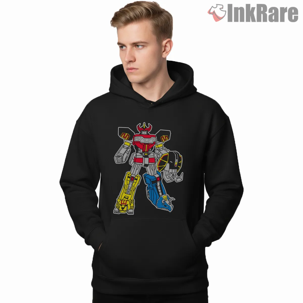 Megazord Mighty Morphin Giant Robot Hoodie Black Megazord Mighty Morphin Giant Robot Shirt on black hoodie for men graphic tee