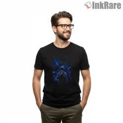 Megumi Fushiguro Blue Shadow Energy Anime Shirt on black short sleeve shirt for men graphic tee