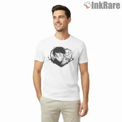 Megumi Fushiguro Monochrome Shadow Reach Anime Shirt on white short sleeve shirt for men graphic tee