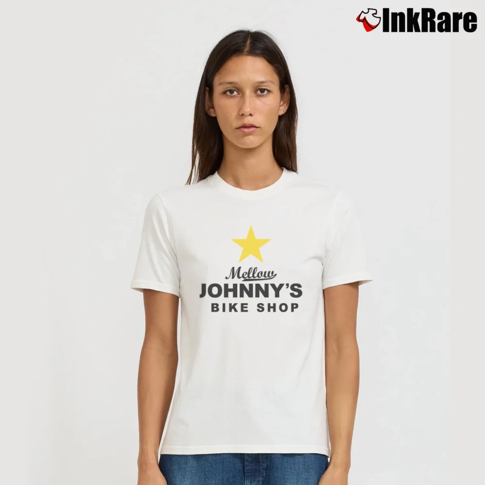 Women’s Mellow Johnny's Bike Shop Signature T-Shirt in white | Soft, Flattering Fit