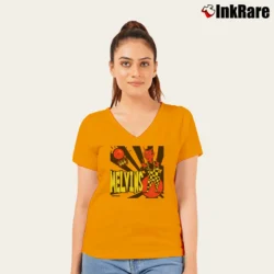 Women’s melvins hooch devil sludge metal band V-Neck Tee in orange | Chic Neckline, Soft Texture