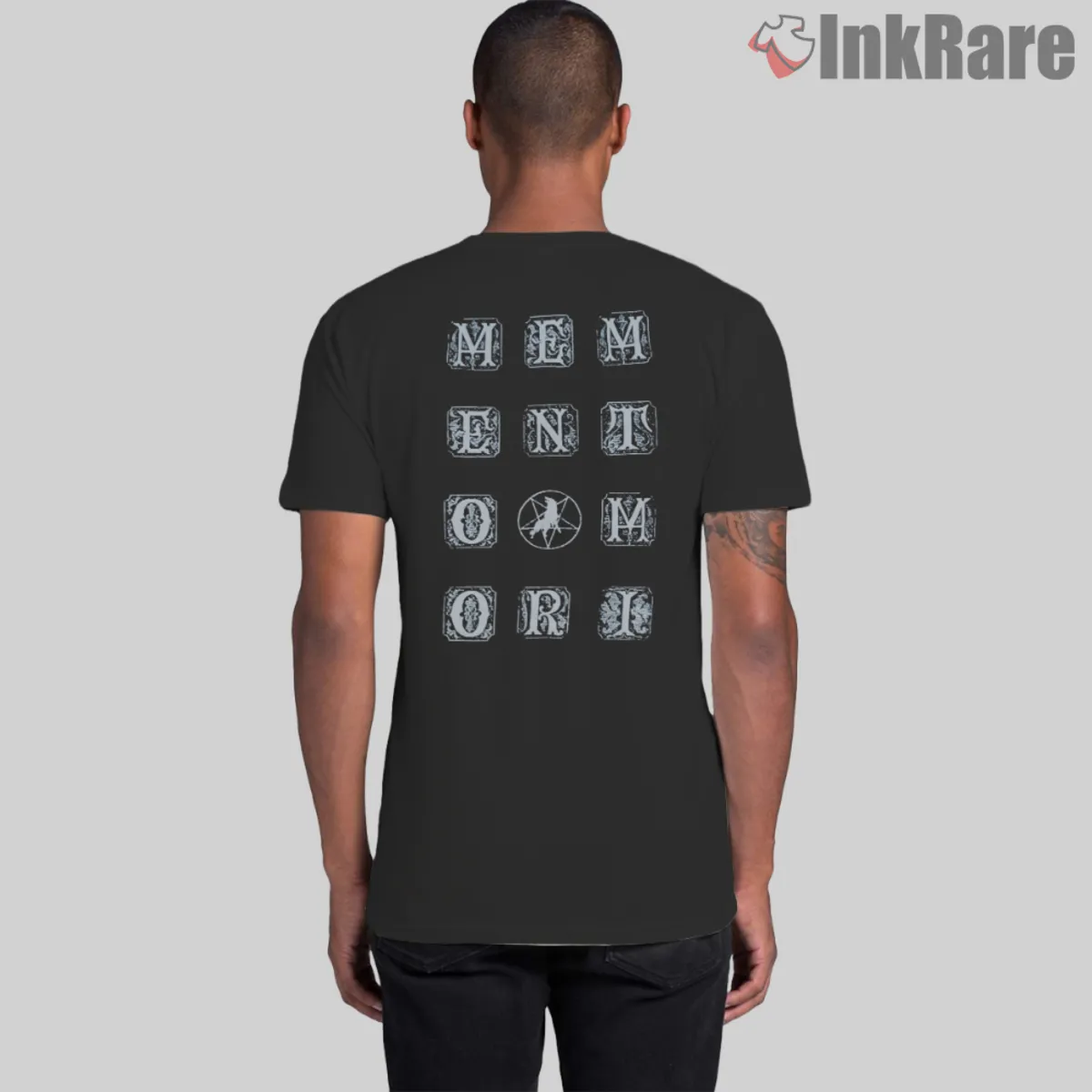 Memento Mori Marduk Back View Variant Back view with block letter grid layout
