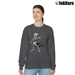 Women’s Meotwo Skeleton Pokemon Graphic Relaxed Sweatshirt in charcoal | Soft, Laid-Back Vibe