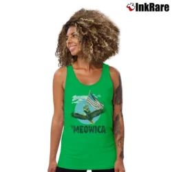 Women’s Meowica July 4th Funny Cat Eagle Tank Top in irish green | Lightweight, Movement-Friendly