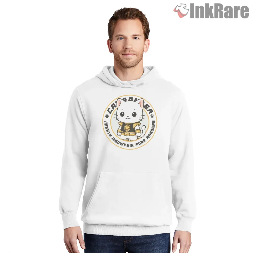 Meowphin White Cat Ranger Cute Mashup Shirt on white hoodie for men graphic tee