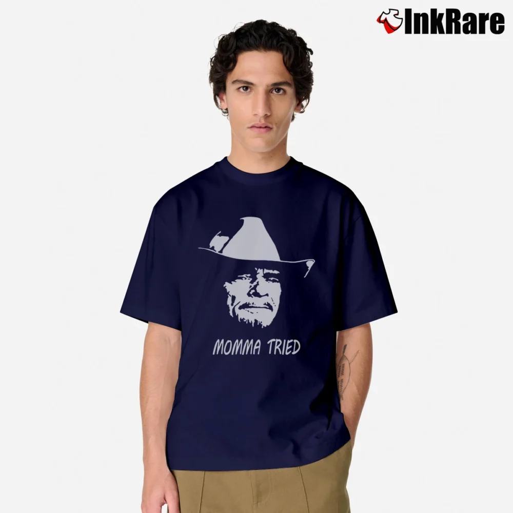 Men’s Merle Haggard Momma Tried Country Music Classic T-Shirt in navy | Soft, Breathable Everyday Wear
