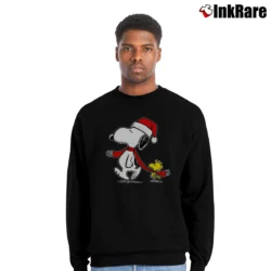 Men’s Merry Christmas Funny Snoopy Crewneck Sweatshirt in black | Cozy Fabric, Clean Style