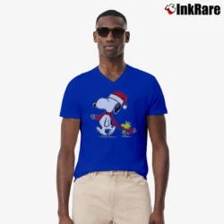 Men’s Merry Christmas Funny Snoopy V-Neck Tee in royal blue | Sharp, Breathable, Everyday Staple