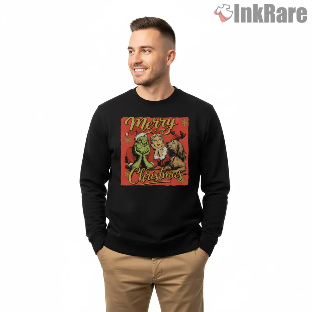 Merry Christmas Vintage Grinch Parody Holiday Shirt on graphic shirt for men graphic tee