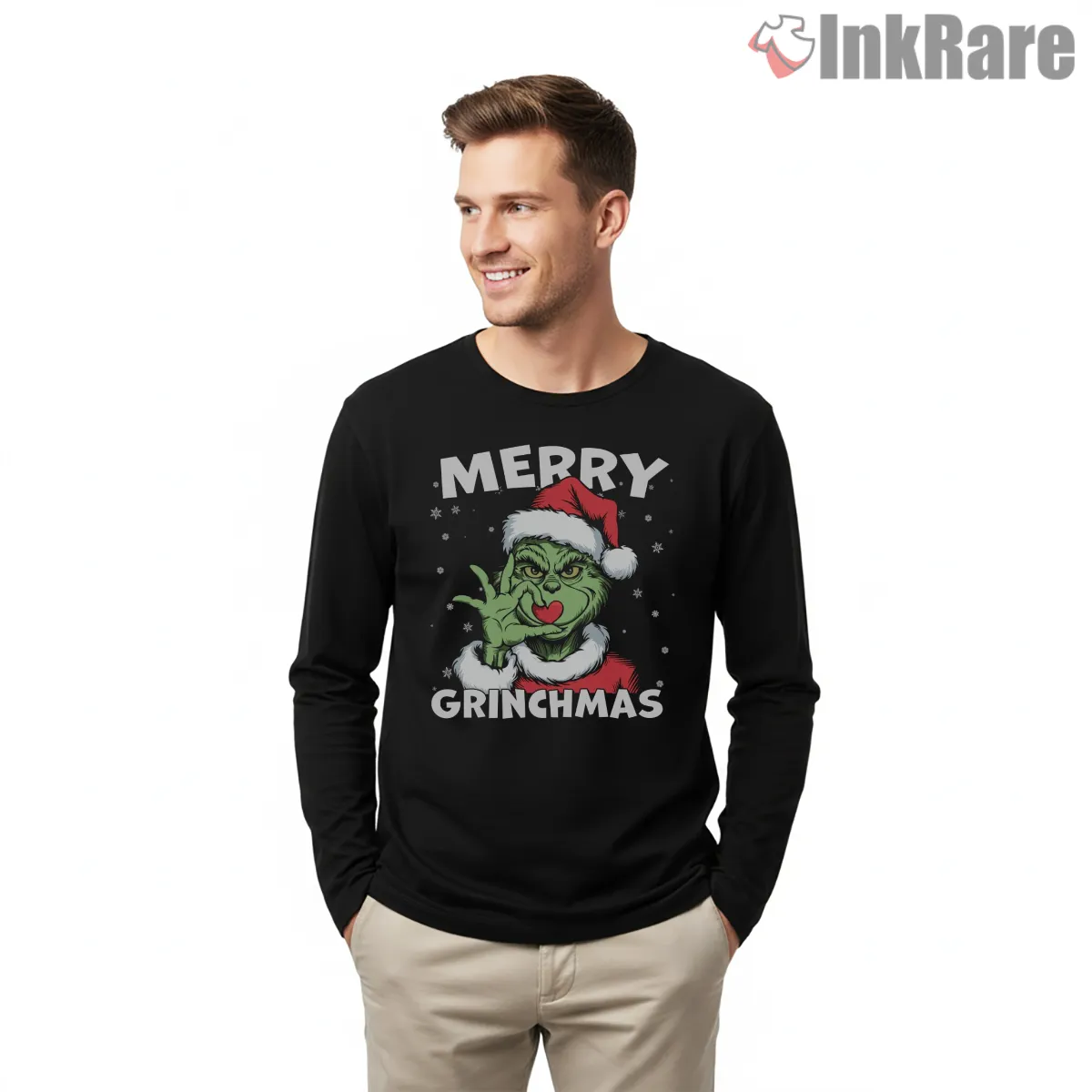 Merry Grinchmas Retro Vintage Santa Grinch Long Sleeve Black Merry Grinchmas Retro Vintage Santa Grinch Shirt on black long sleeve shirt for men graphic tee