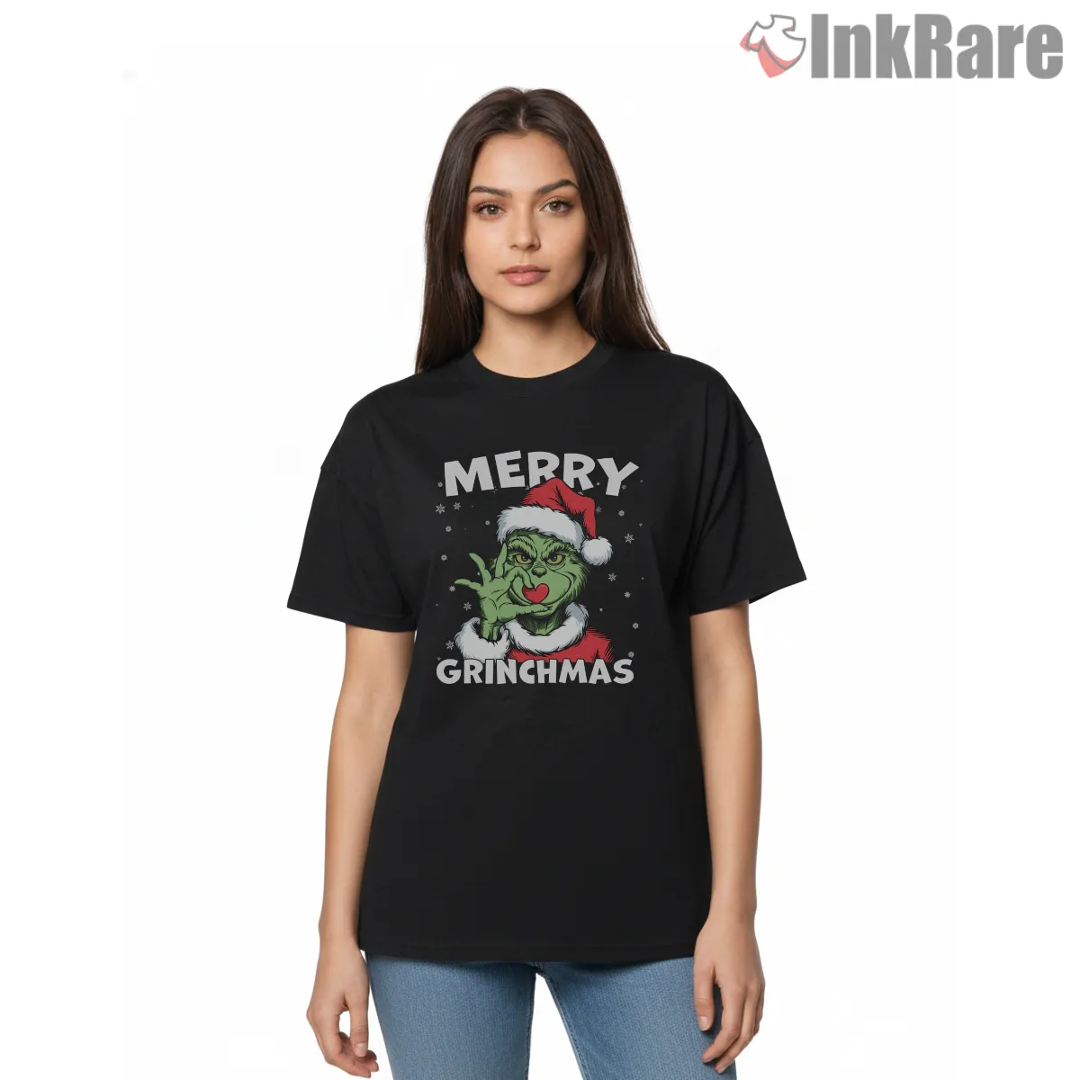 Merry Grinchmas Retro Vintage Santa Grinch Short Sleeve Black Merry Grinchmas Retro Vintage Santa Grinch Shirt on black short sleeve shirt for women graphic tee