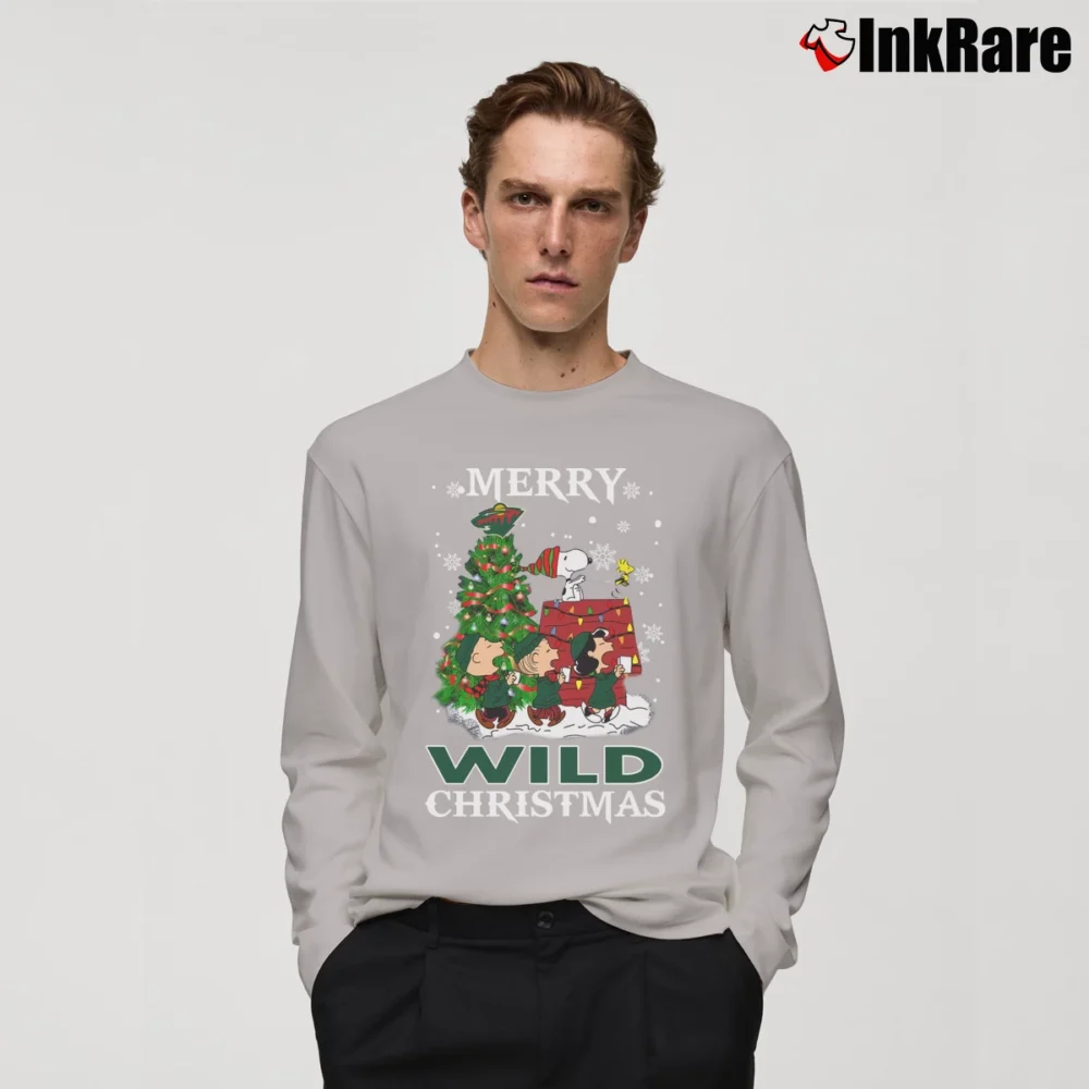 Men’s Merry Minnesota Wild Snoopy Christmas Long-Sleeve Shirt in sport grey | Sleek, Lightweight, Year-Round Wear