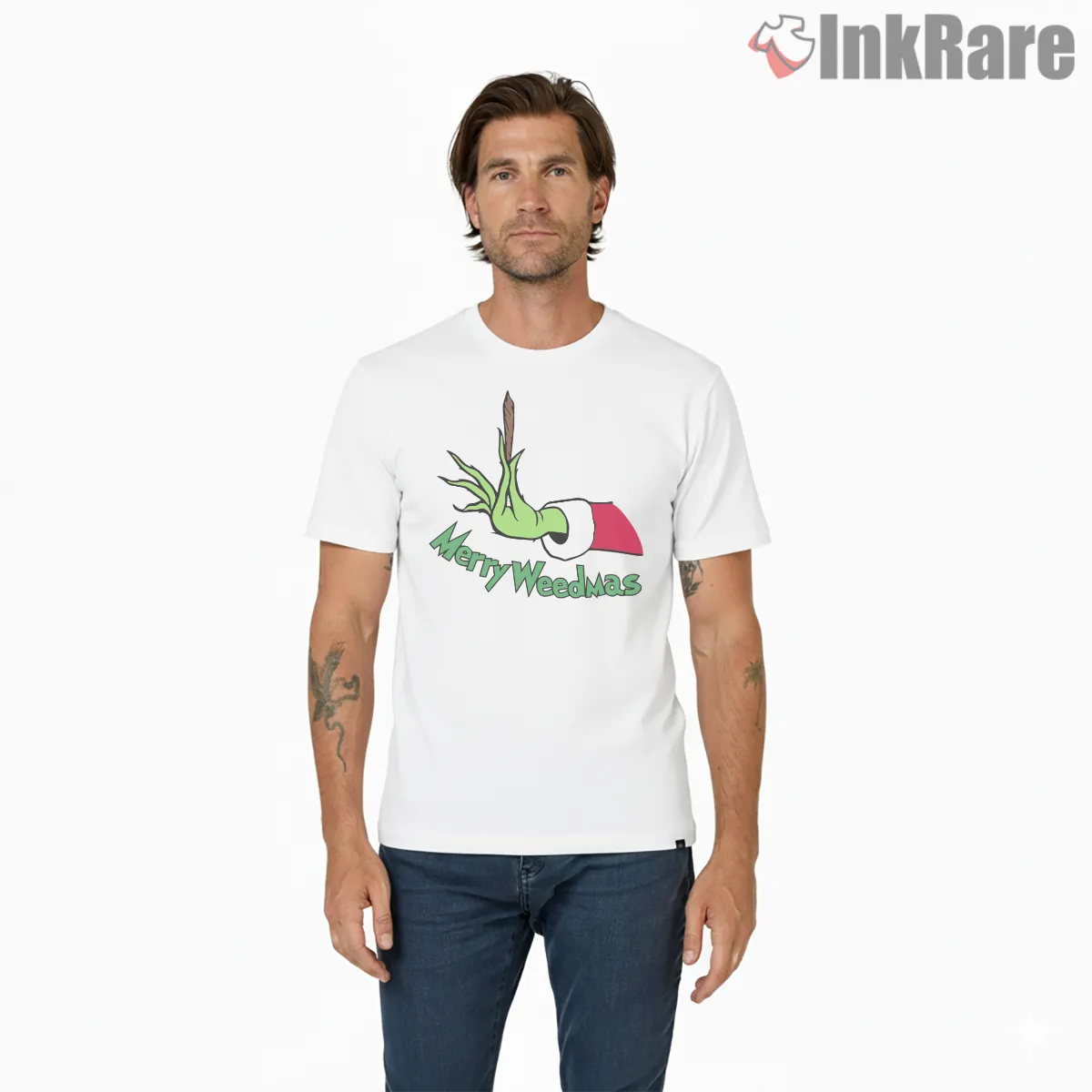 Merry Weedmas Green Grinch Hand Short Sleeve White Merry Weedmas Green Grinch Hand Shirt on white short sleeve shirt for men graphic tee