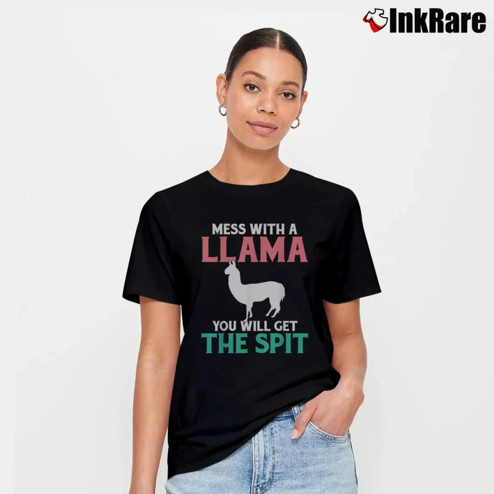Women’s Mess With A Llama You Will Get The Spit Alpaca Llama T-Shirt in black | Soft, Flattering Fit