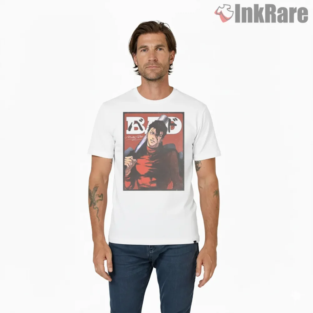 Metal Bat Vintage Anime Rebel Shirt on white short sleeve shirt for men graphic tee