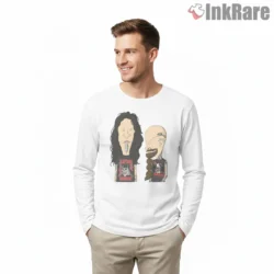 Metal Beavis And Butt Head Heavy Caricature Shirt on white long sleeve shirt for men graphic tee