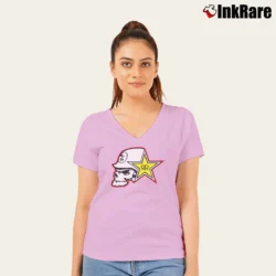 Women’s Metal Mulisha And Rockstar Combo V-Neck Tee in light pink | Chic Neckline, Soft Texture