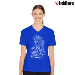 Women’s Metal Mulisha Grenade Pull The Pin V-Neck Tee in royal blue | Chic Neckline, Soft Texture