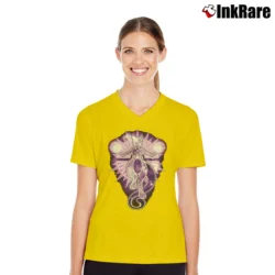 Women’s Mewtwo Starry Sky Of Wrath Pokemon Graphic V-Neck Tee in yellow | Chic Neckline, Soft Texture