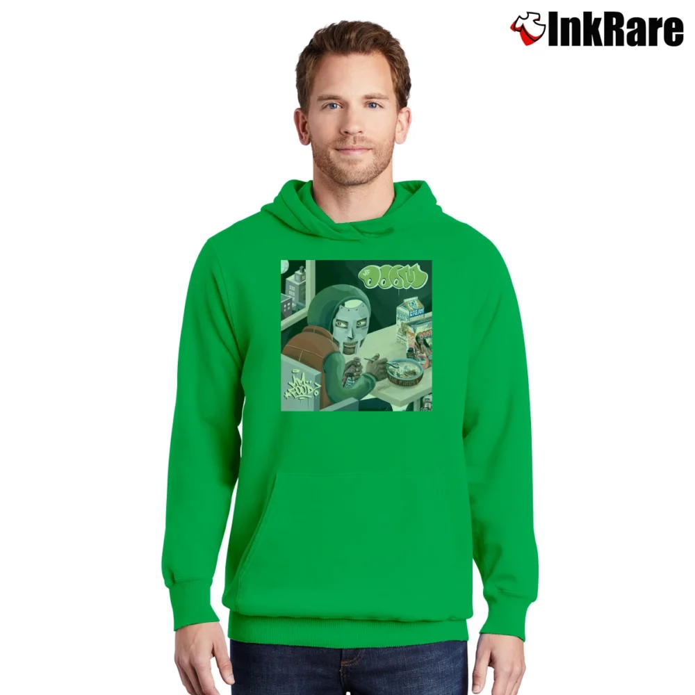 Men’s mf doom mm food underground hip hop Pullover Hoodie in irish green | Cozy, Durable, Modern Fit