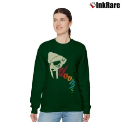 Women’s mf doom retro mask graphic hip hop Relaxed Sweatshirt in forest green | Soft, Laid-Back Vibe