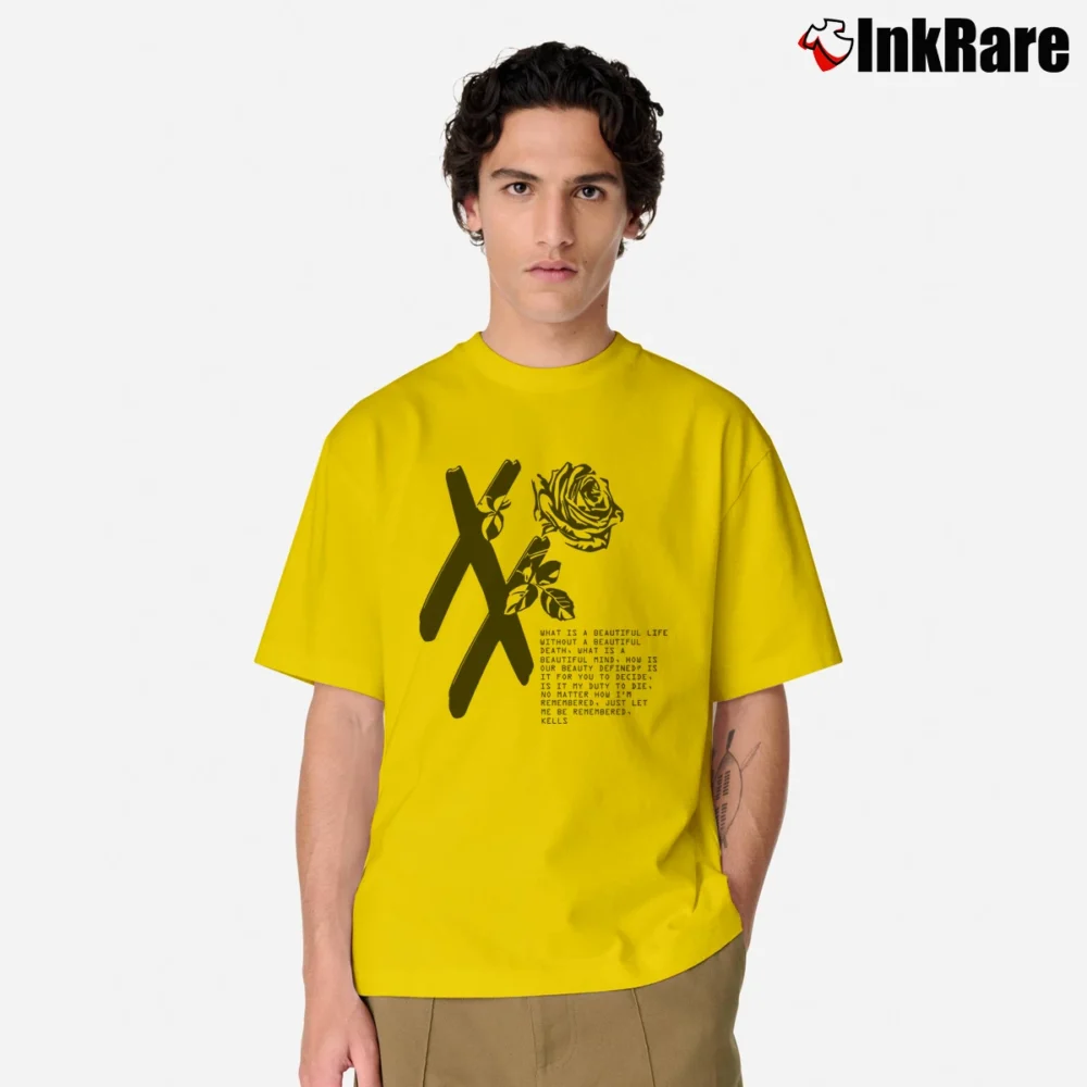 Men’s Mgk Rap Devil Rose Floral Graphic Classic T-Shirt in yellow | Soft, Breathable Everyday Wear